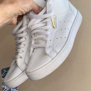 Adidas White Leather High Top Sneaker